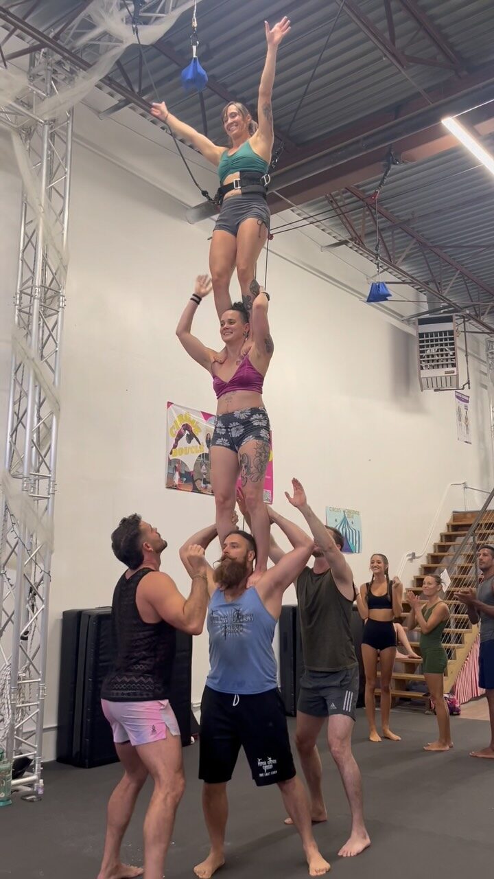 Three-high acrobatic stack